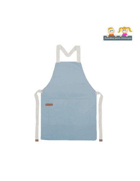 Avental Infantil Azul Claro Criança Algodao Chef Kids Artes