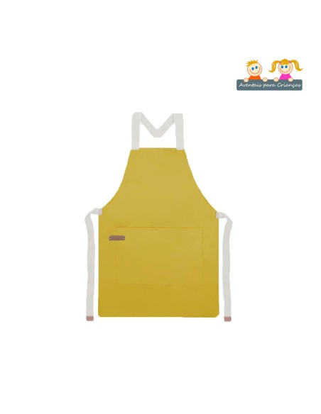 Avental Infantil Amarelo Criança Algodao Cozinha Pintura Kids