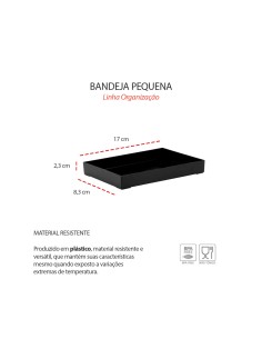 Bandeja Retangular Mini Preta Servir Sushi Petiscos 17cm 2