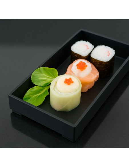 Bandeja Retangular Mini Preta Servir Sushi Petiscos 17cm