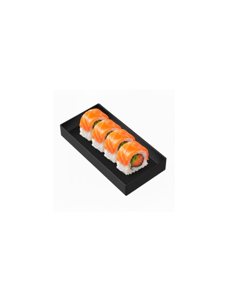 Bandeja Retangular Mini Preta Servir Sushi Petiscos 17cm
