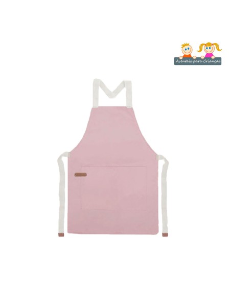 Avental Infantil Rosa Algodao Cozinha Artes Pintura Crianças Kids