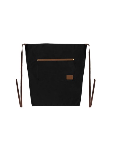 Avental de Cintura Preto Couro Marrom Bar...