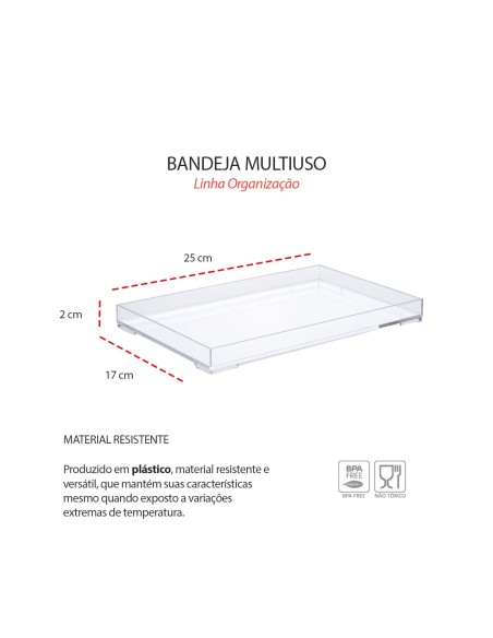 Bandeja Retangular Multiuso Servir Frios Sushis Buffet 25cm