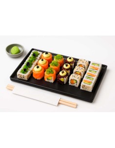 Bandeja Retangular Preta Multiuso Servir Frios Sushis 25cm 2