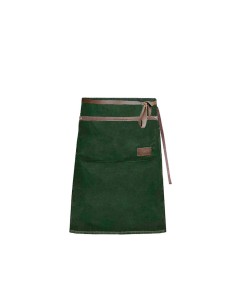 Avental de Cintura Verde Escuro Couro Marrom Bar Restaurante