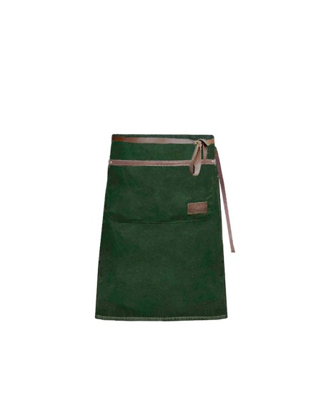 Avental de Cintura Verde Escuro Couro Marrom Bar Restaurante