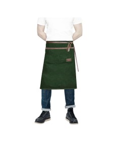Avental de Cintura Verde Escuro Couro Marrom Bar Restaurante 2