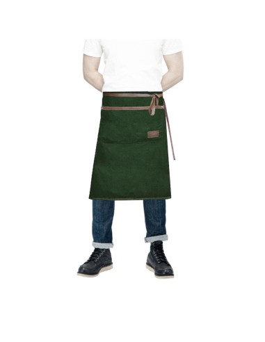Avental de Cintura Verde Escuro Couro Marrom...