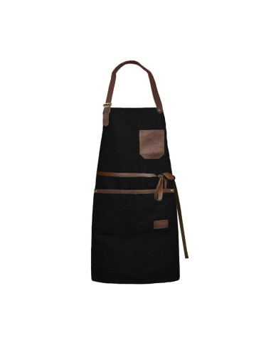Avental Preto Couro Marrom Barista Barbearia Chef Cozinha