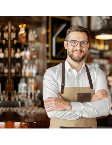 Avental Bege Escuro Caqui Couro Jardinagem Bar...