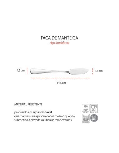 Faca de Sobremesa Espatula de Manteiga Pate...