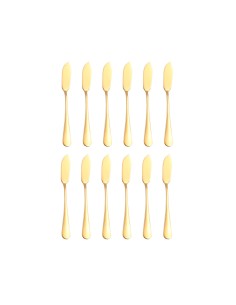 Faca para Manteiga Espatula Pate Aço Inox Dourado Jogo 12un