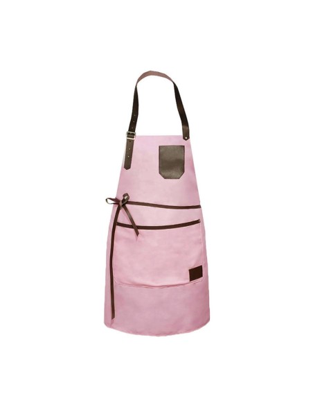 Avental Rosa Couro Marrom Chef Confeitaria Jardinagem Salao