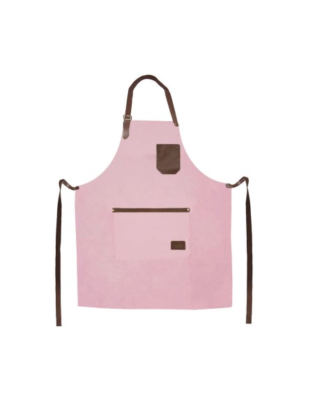 Avental Rosa Couro Marrom Chef Confeitaria Jardinagem Salao