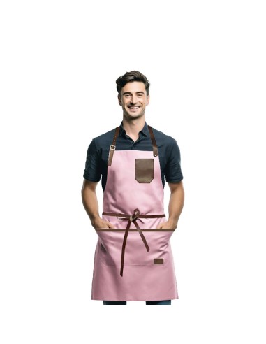 Avental Rosa Couro Marrom Chef Confeitaria...