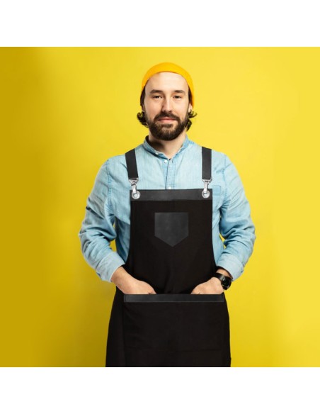 Avental Preto Profissional Bar Cafeteria Barbearia Unissex