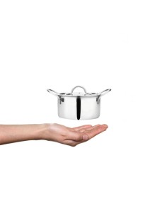 Panela Mini Cacarola 10cm Inox Couvert Entrada e Tampa 2