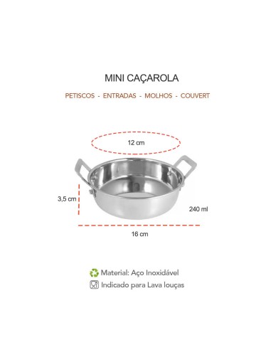Caçarola Mini Panela Couvert Inox Entrada...