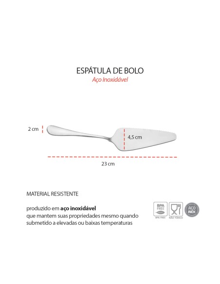 Espatula e Garfo de Bolo Talheres Sobremesa Aço Inox Kit 7un