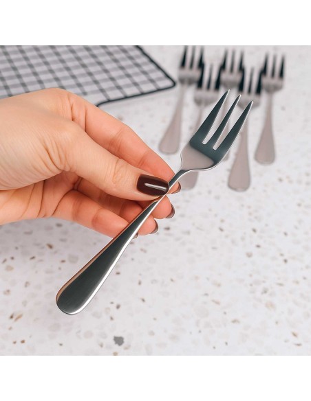 Espatula e Garfo de Bolo Talheres Sobremesa Aço Inox Kit 7un