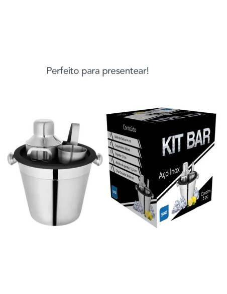 Coqueteleira Balde Copo Dosador Abridor Pegador Kit Bar Inox