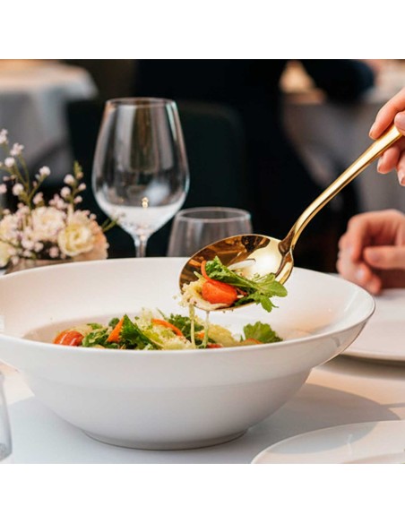 Colher Vazada Dourada Aço Inox Servir Saladas Legumes