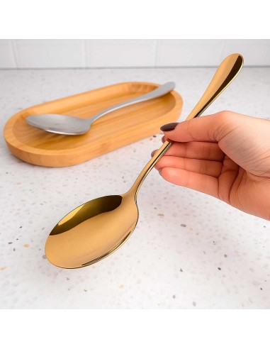 Colher para Servir Arroz e Salada Dourado Aço...