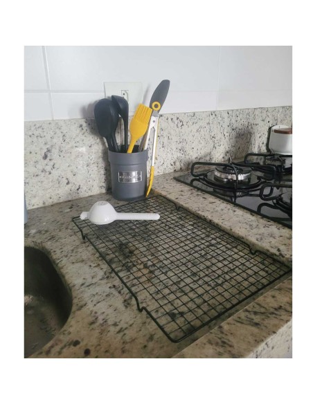 Grade para Resfriar Paes Escorredor Antiaderente Preto 40x25cm