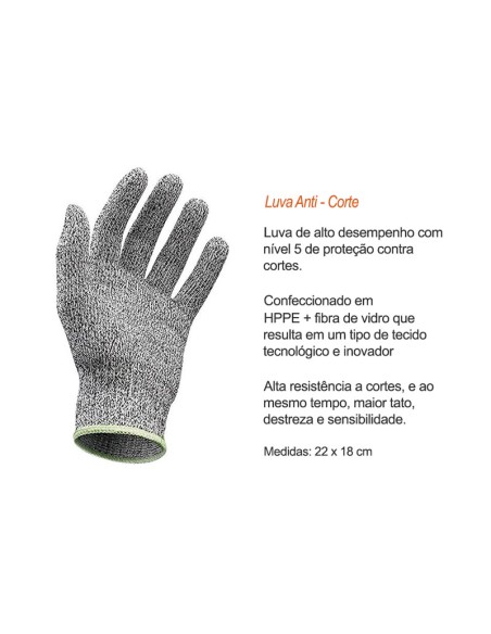 Luva Protetora Anti Corte Cozinha Churrasco Fibra De Vidro