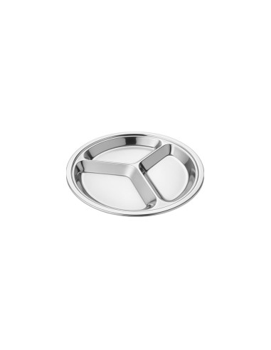 Petisqueira Redonda 3 Divisorias Bandeja Prato Aço Inox