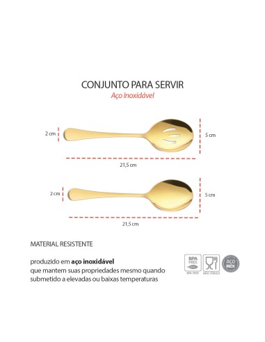 Concha Colher Servir Vazada Dourado Servir Jogo...