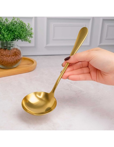 Concha Colher Servir Vazada Dourado Servir Jogo Aço Inox