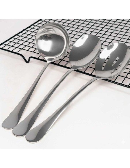 Concha Colher Servir Vazada Servir Utensilio Jogo Aço Inox