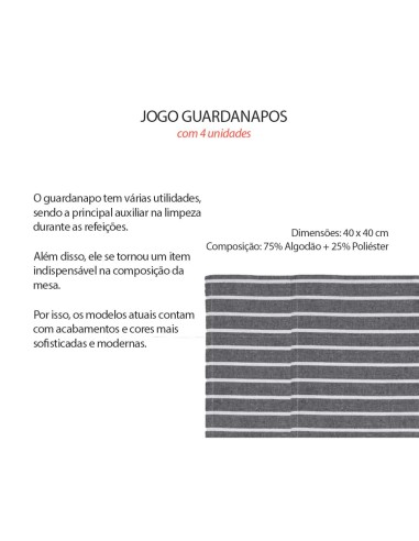 Pano de Prato Copa 40cm Guardanapo Listrado...