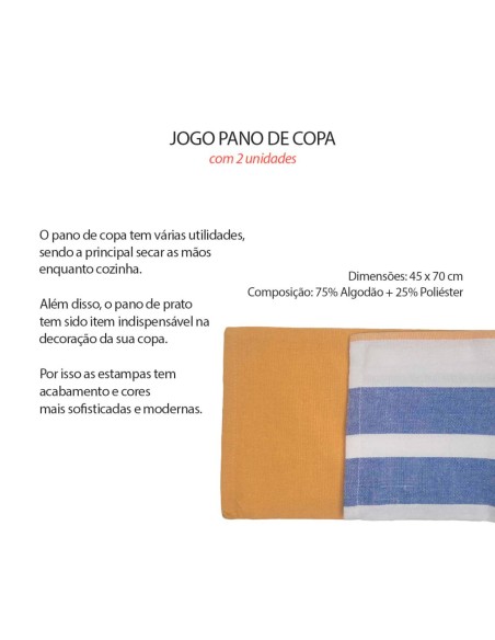 Pano de Prato Copa 70cm Guardanapo Listra Branco Mostarda Kit 2un