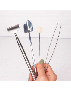 Ferramenta Jardinagem Inox Pa Ancinho Pinça Mini Jardim 4un 2