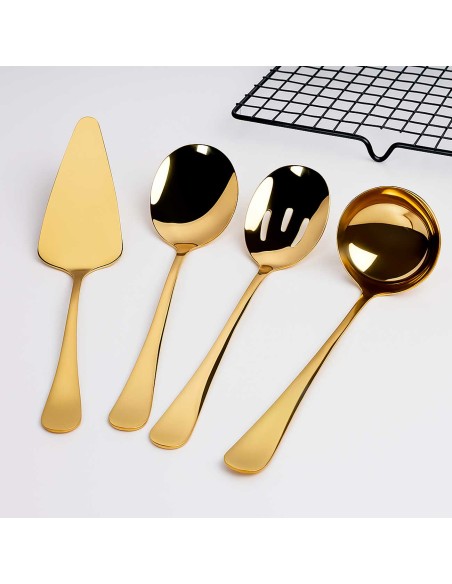 Espatula Concha Colher Servir Dourado Aço Inox Servir Buffet