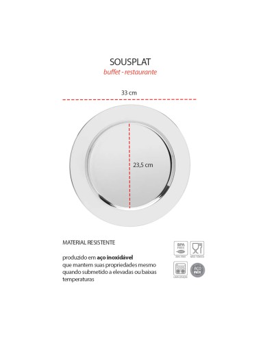 Sousplat Redondo Aço Inox Mesa Posta Buffet...