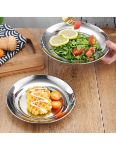 Prato Fundo Aço Inox Buffet Escola Restaurante Bar 22cm 2