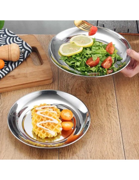 Prato Fundo Aço Inox Buffet Escola Restaurante Bar 22cm