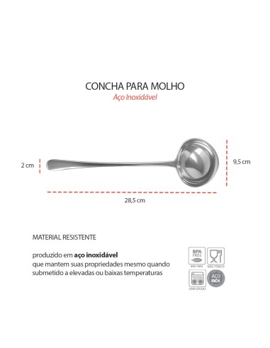Concha Aço Inox Servir Molhos Sopas Caldos...