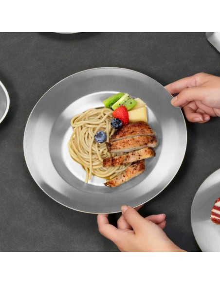 Prato Fundo Aço Inox Buffet Escola Restaurante Bar 22cm