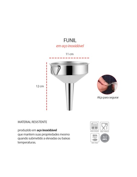 Funil Aço Inox Filtro Cha Drinks Molhos Bar Restaurante