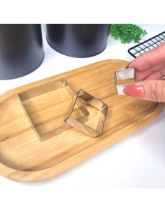 Cortador de Bolo Quadrado Forminha Corte Molde Aço Inox 3un 2