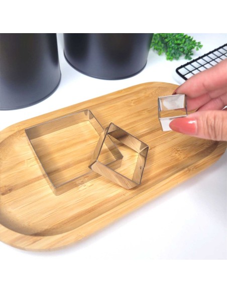 Cortador de Bolo Quadrado Forminha Corte Molde Aço Inox 3un