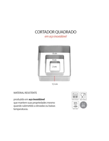 Cortador de Bolo Quadrado Forminha Corte Molde...