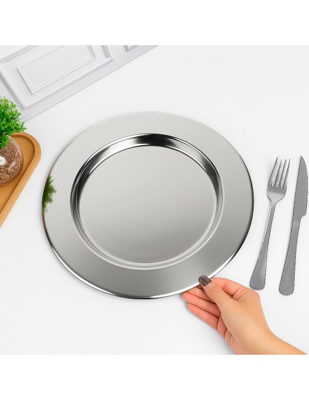 Sousplat Redondo Inox 33cm Mesa Posta Buffet Restaurante 6un