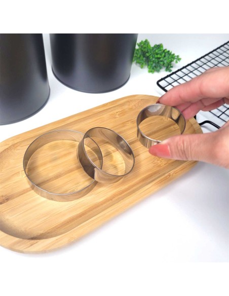 Cortador de Bolo Redondo Forminha Corte Molde Aço Inox 3un