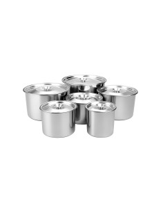 Porta Mantimentos Aço Inox Lata Pote com Tampa Armazenar 6un